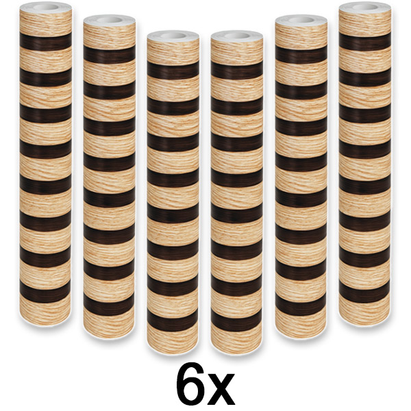 6x Nálepka na stenu s efektom dreva – 300 x 45 cm, PVC, odlep a nalep | LINEWALL