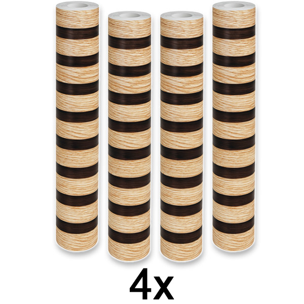4x Nálepka na stenu s efektom dreva – 300 x 45 cm, PVC, odlep a nalep | LINEWALL