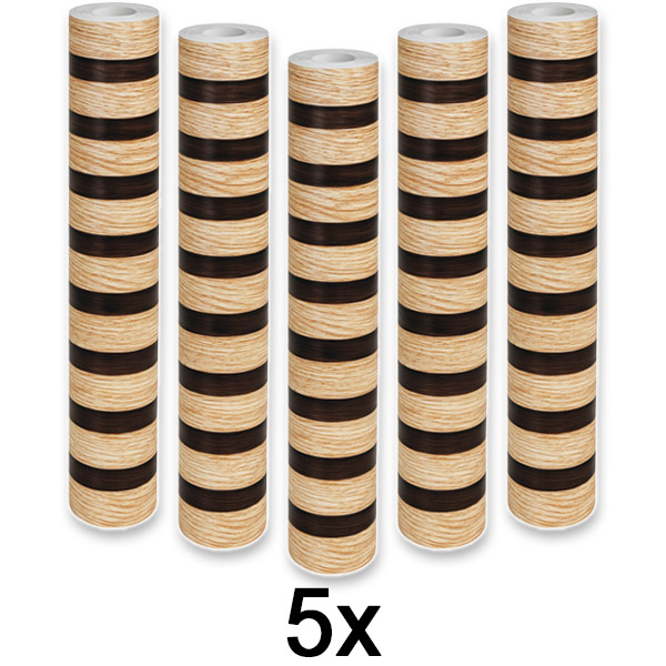 5x Nálepka na stenu s efektom dreva – 300 x 45 cm, PVC, odlep a nalep | LINEWALL